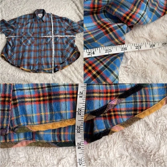 Urban Outfitters Women’s Oversized BDG Karl Cropped Plaid Flannel Shirt Top XS - Picture 6 of 16